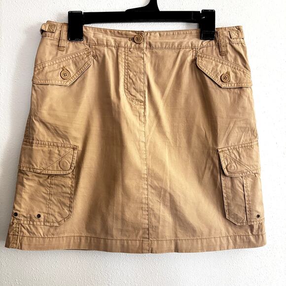 Vintage J. Crew Sz 8 Cotton Cargo Mini Skirt Pockets Y2K 90s Flirty Retro - Picture 1 of 12